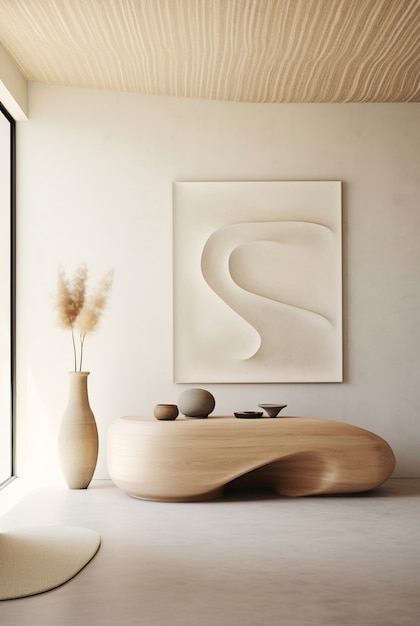 Photo gratuite vue du minimalisme nordique et du design d'intérieur japonais wabi-sabi