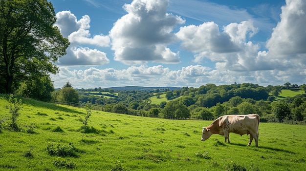 Photo gratuite vue photoréaliste du pâturage des vaches dans la nature en plein air