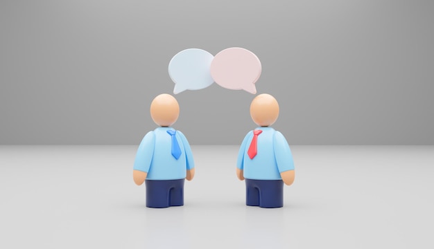 Photo conversation de deux hommes d'affaires différend entre partenaires deux hommes d'affaires parlant bulle rendu 3d