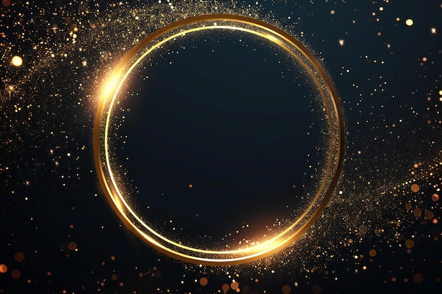 Photo anneau d'or abstrait sur fond noir