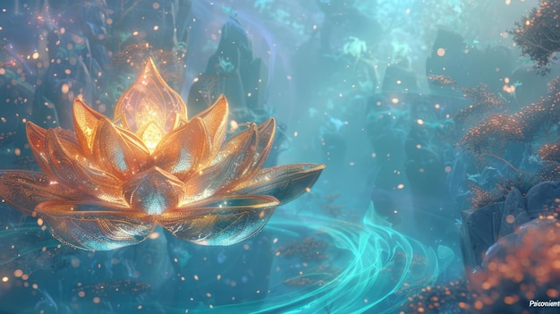 Photo une belle fleur de lotus dans l'eau illustration 3d