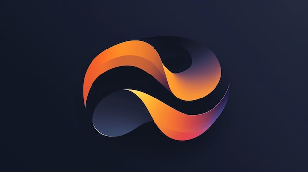 Photo un design abstrait moderne avec une forme orange et pourpre tourbillonnante sur un fond sombre