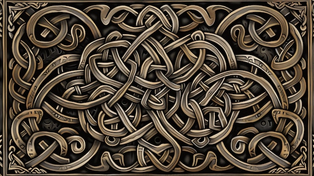 Photo c'est une illustration d'un nœud celtique. c'est un dessin magnifique et complexe qui est parfait pour être utilisé comme fond ou comme élément décoratif.