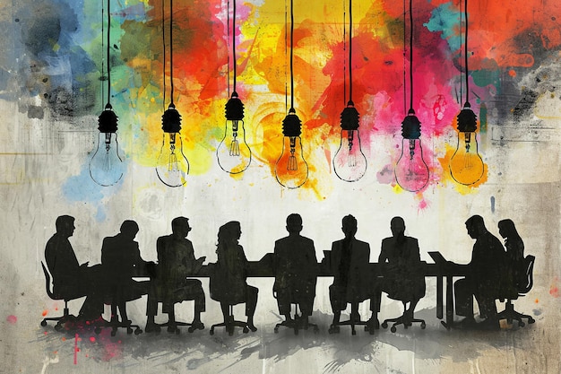 Photo explosion créative dans les affaires, idées colorées en réunion