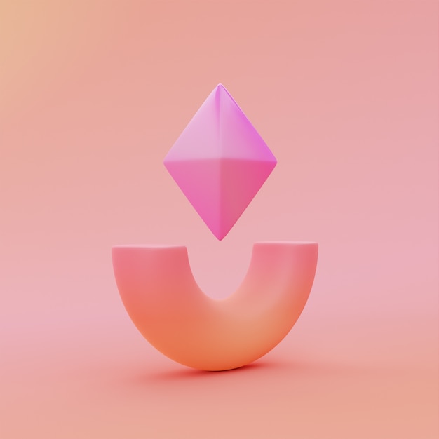 Fond de diamant rose et forme géométrique
