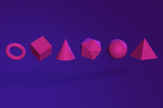 Photo formes géométriques abstraites 3d en néon. illustration de rendu 3d