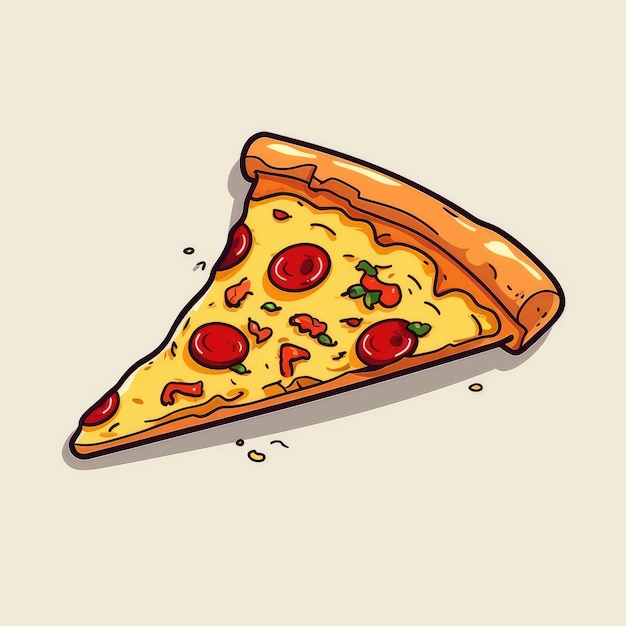 Photo illustration de dessin animé d'une tranche de pizza générée par l'ia