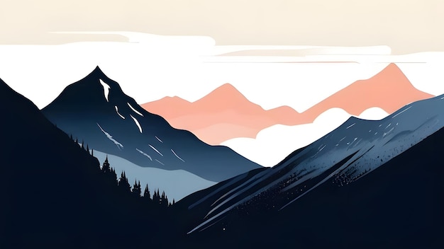 Photo illustration en silhouette jpeg des montagnes