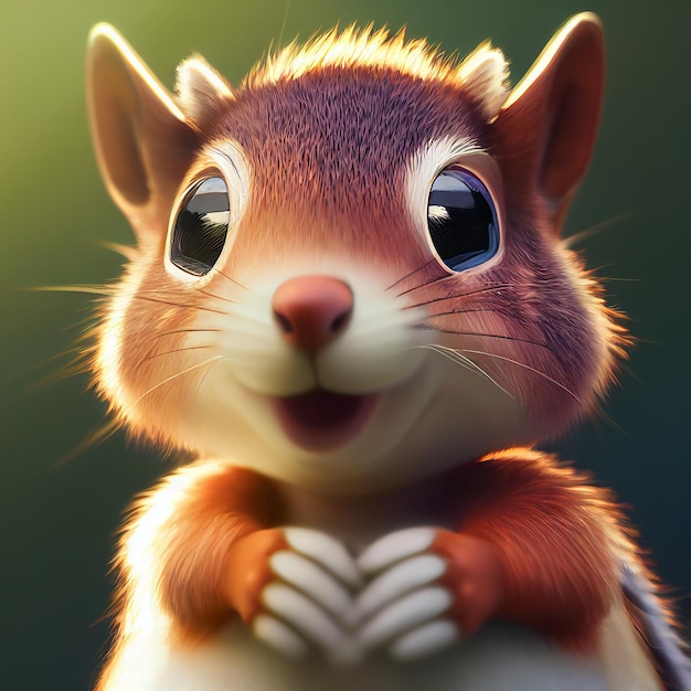 Photo joli bébé écureuil closeup portrait personnage de rendu 3d