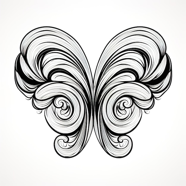 Photo style de croquis de doodle d'ailes abstraites illustration dessinée à la main de dessin animé pour la conception de concept