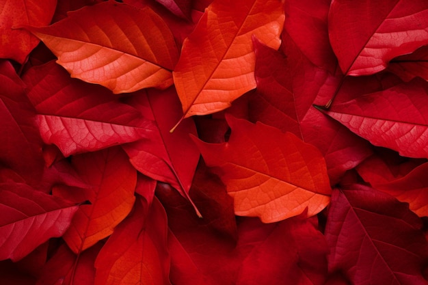 Photo la toile de fond rouge est complétée par la richesse des feuilles d'automne.
