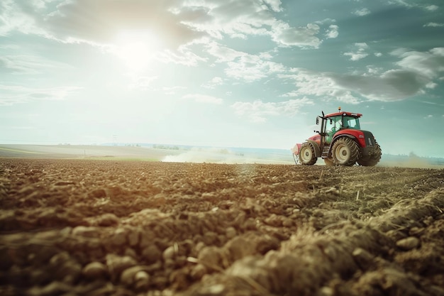 Photo tracteur agricole travaillant dans le champ ia générative