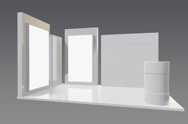 Photo une vitrine blanche avec un cadre blanc et une boîte blanche avec une étiquette blanche qui dit 