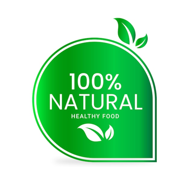 Вектор Маркировка 100-процентной натуральной здоровой пищи