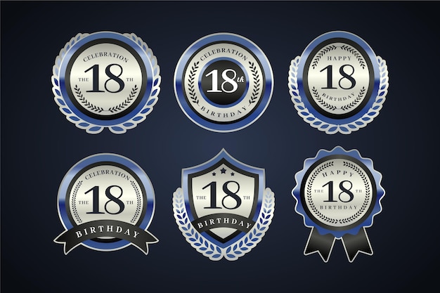 Vector 18th birthday badges
