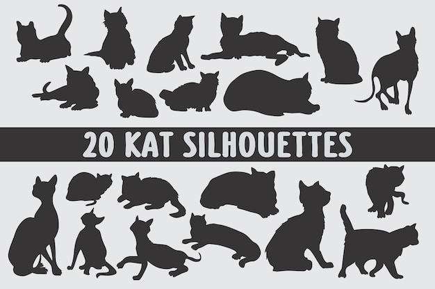 20 Силуэты кошек