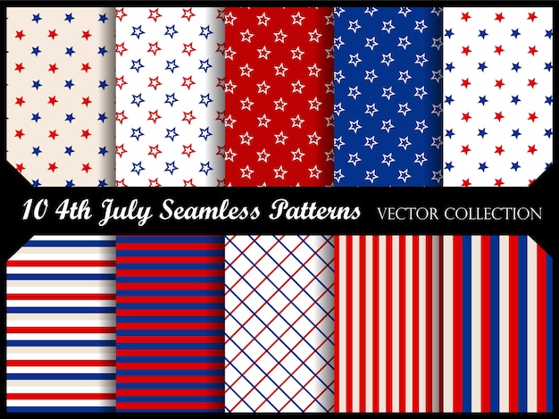 Vector 4th of july seamless pattern collection