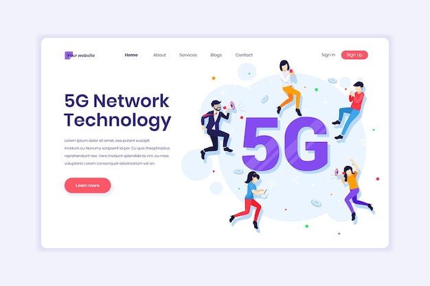 Vector 5g network technology people using highspeed wireless connection 5g illustration