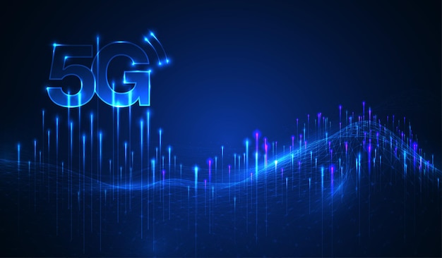 Символ 5G Новое беспроводное подключение к Интернету Wi-Fi Пятое инновационное поколение глобальных высокоскоростных сетей