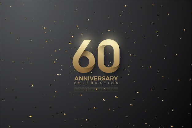 Vector 60th anniversary with soft patterned numbers