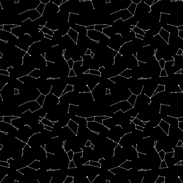 Vector constellations hand drawn doodle seamless pattern