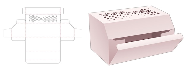 Картонная длинноугольная упаковочная коробка с трафаретным треугольным высеченным шаблоном