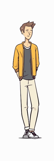 黄色いジャケットと黄色いジャケットを着た漫画のキャラクター。