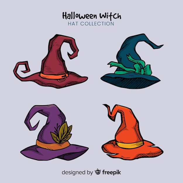 Vector creative collection of halloween witch hats