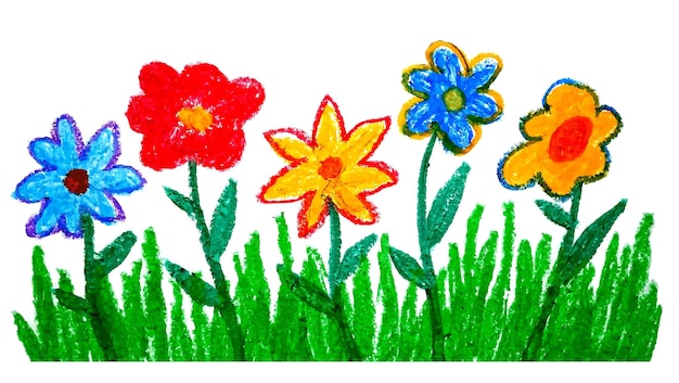 Вектор Милый детский рисунок карандашом иллюстрации дома с цветком в солнечный день