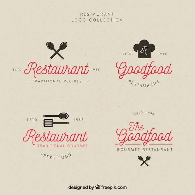 Вектор Симпатичная коллекция винтажных логотипов ресторана