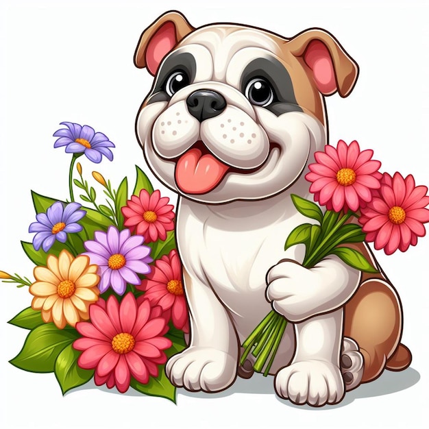 Вектор Милая английская бульдог-собака вектор карикатурная иллюстрация