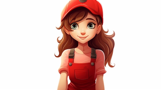Вектор Милая девочка с красной шапкой