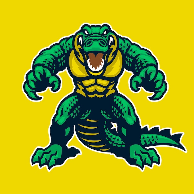 Злой зеленый монстр-крокодил