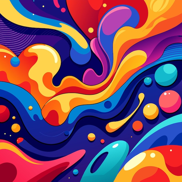 Vector abstract background with fluid shapes and wavy lines