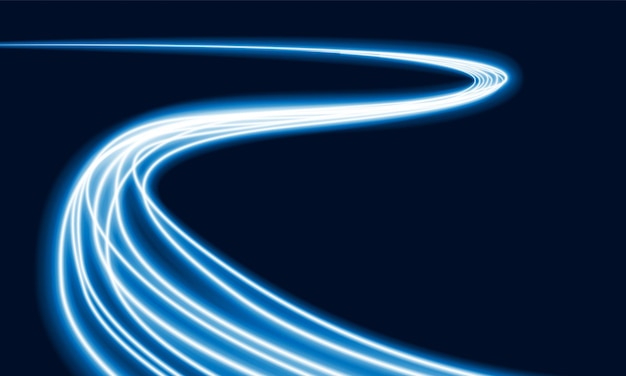 Абстрактный фон линии скорости с динамической волоконно-оптической кабельной технологической сетью и инновационный векторный дизайн концепции электромобиля