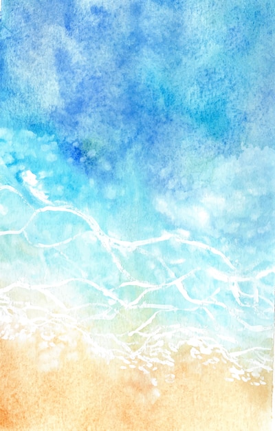 Vector abstract watercolor sea and wave background