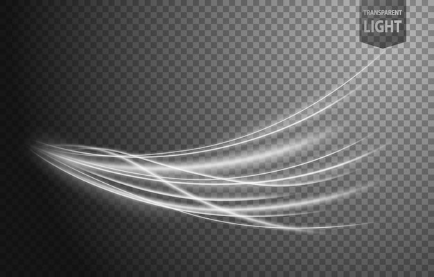 Vector abstract white wavy line of light