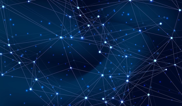 Abstracte digitale netwerkverbindingsstructuur op blauwe achtergrond Kunstmatige intelligentie