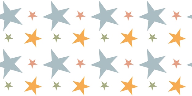 Абстрактный фон с многоцветными звездами, бесшовный рисунок на белом фоне, дизайн в 90-х годах.