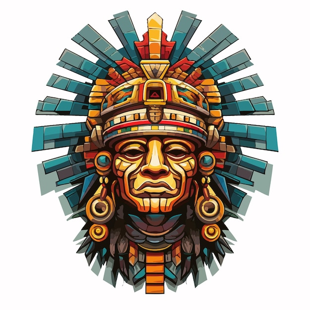 Vector aztec_god_face_vector_illustrated