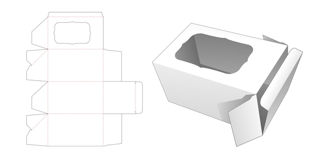 Коробка с изогнутым прямоугольным окном высечки шаблона