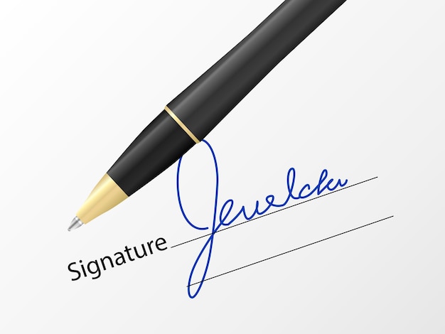 Шариковая ручка и подпись