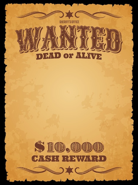 Vector bandit wanted banner dead or alive vintage poster