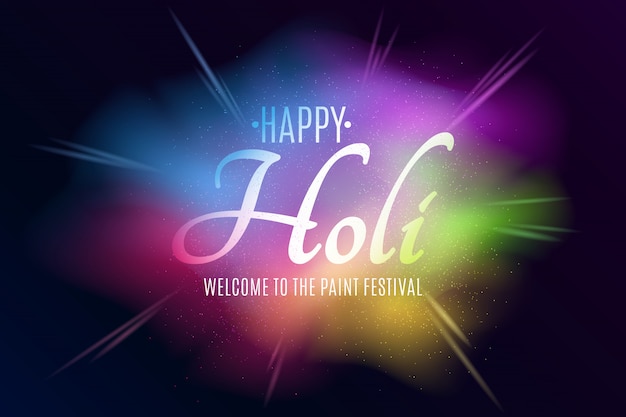 Banner for Holi festival of colors. Explosion of colors. Multicolor spray. Colorful fog dust.
