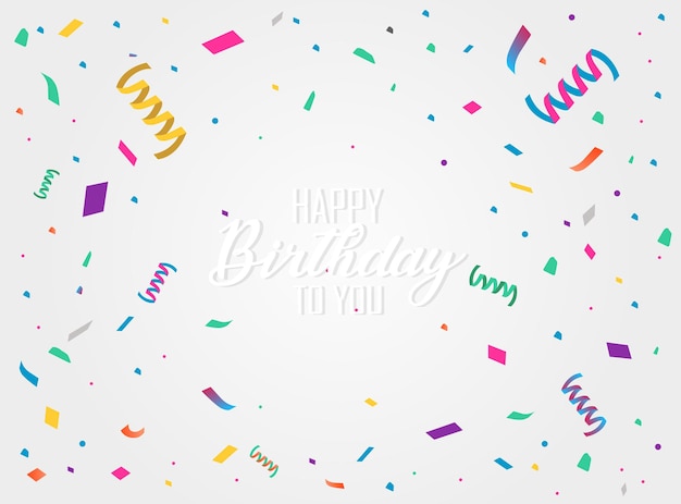 Вектор День рождения праздничный фон с красочной иллюстрацией вектора конфетти