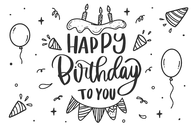 День рождения надписи торт и воздушные шары