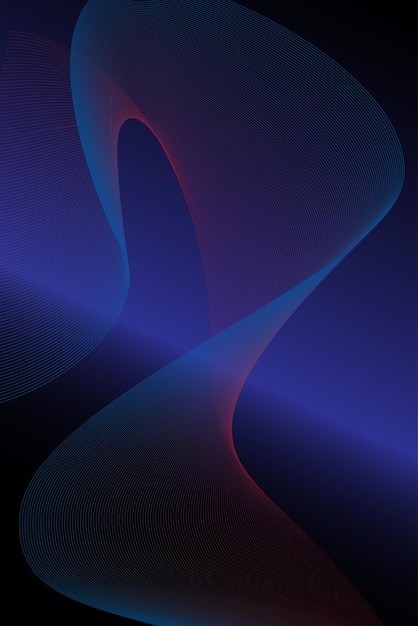 Вектор Синий и черный фон с синими и красными градиентными линиями художественных волн футуристическая графика с концепцией технологии звуковых волн цифровой дизайн с монохромной обложкой современные шаблоны