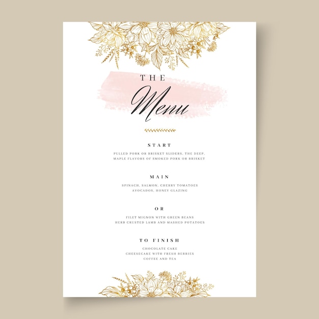 Vector bloemen bruiloft menu