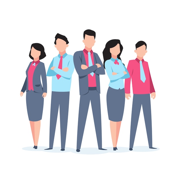 Business characters team work. Office people corporate employee cartoon teamwork communication.  business team  illustration