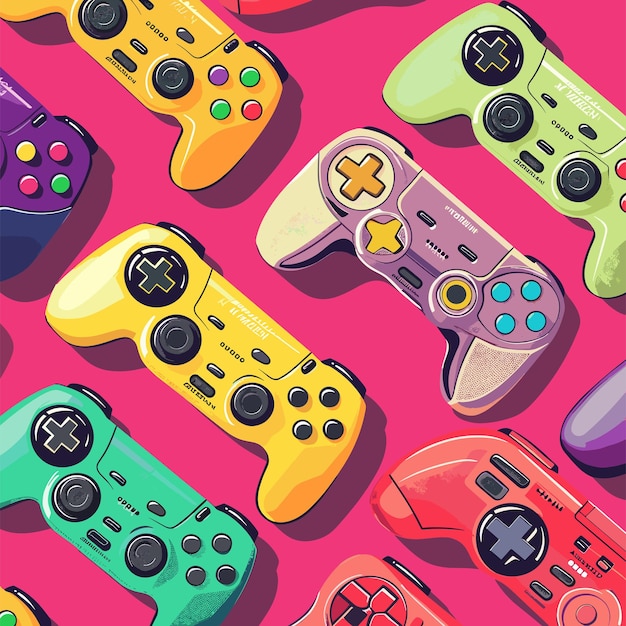 Vector gamepad pattern video game controller background vector illustration